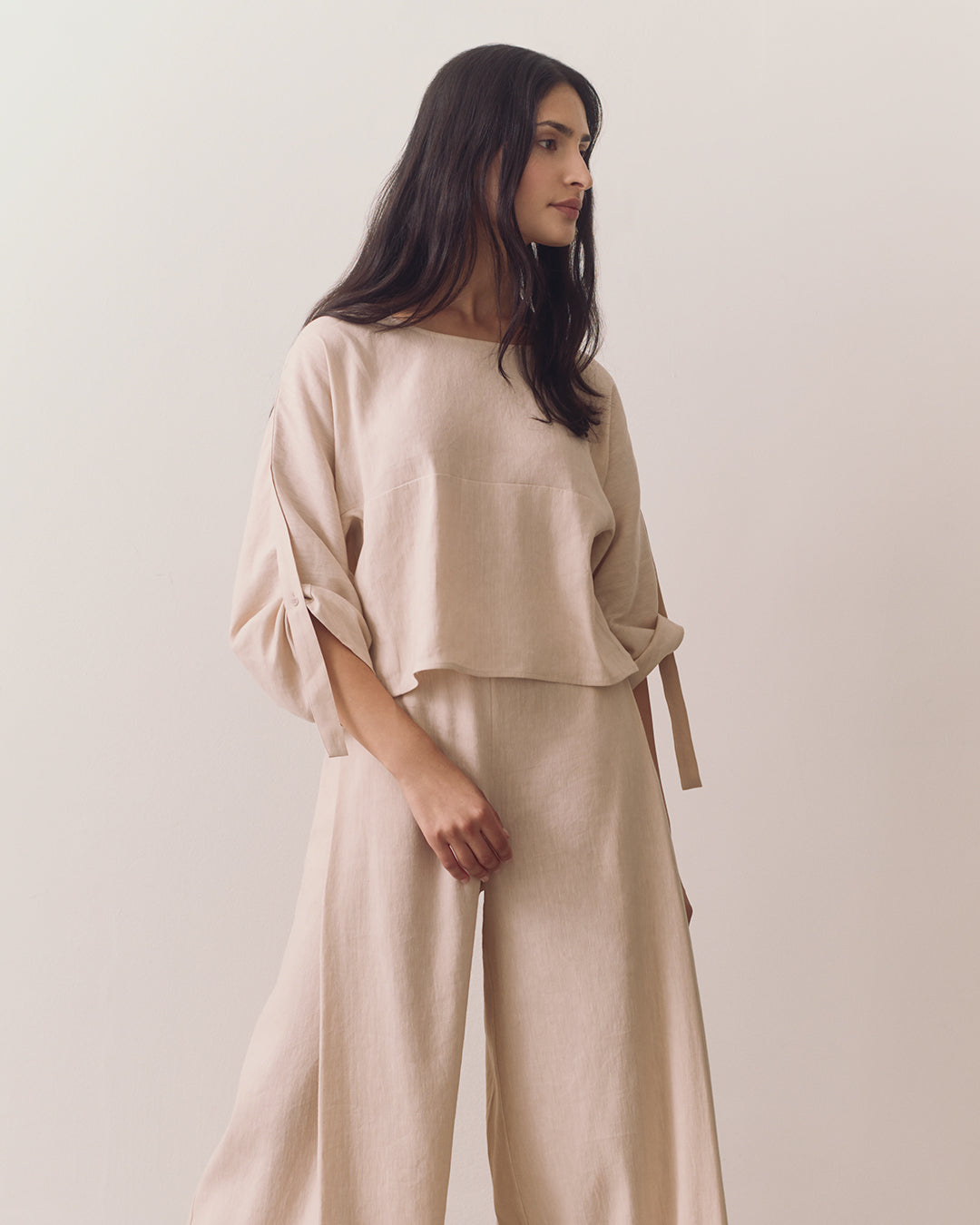 Linen Adjustable Sleeve Top