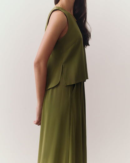 Washable Silk Cropped Overlay Tank