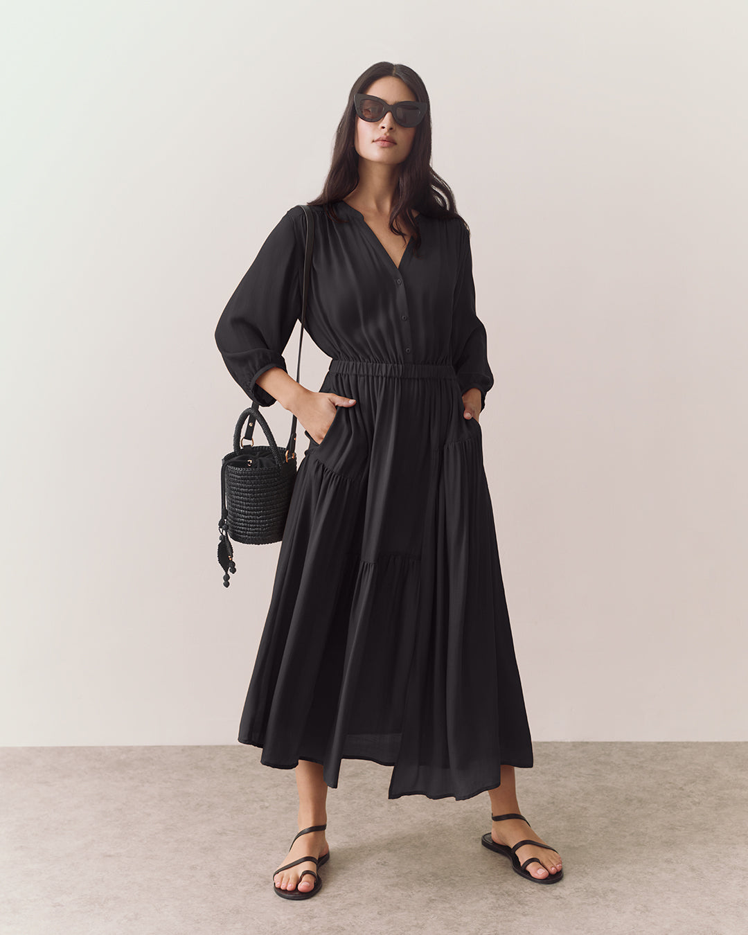 Tencel Gathered Panel Dress