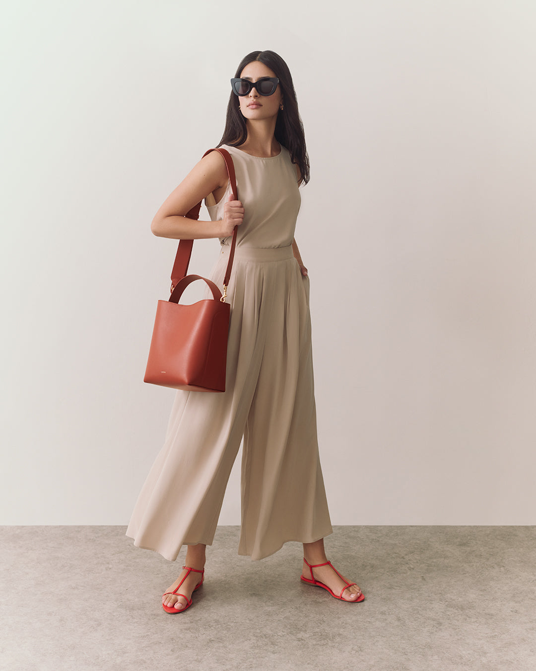 Washable Silk Cropped Pleated Pant