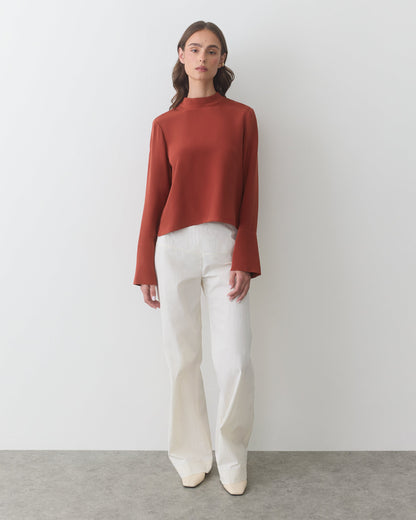 Silk Mock Neck Top