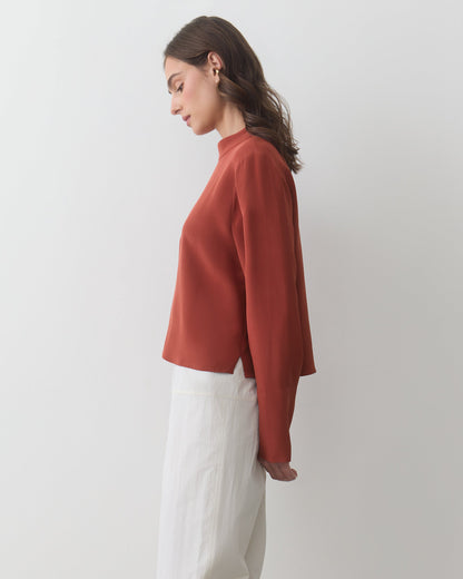Silk Mock Neck Top