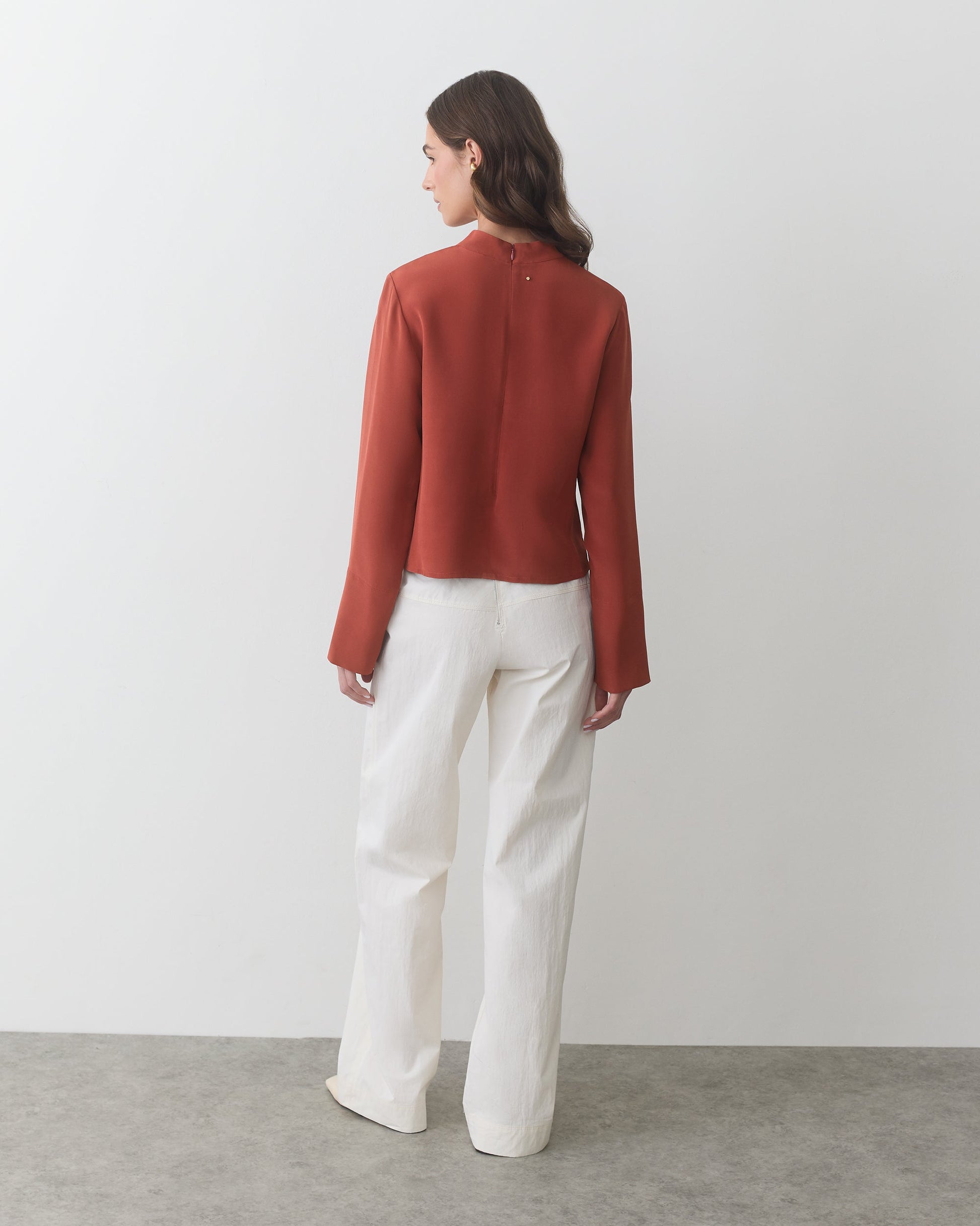 Silk Mock Neck Top