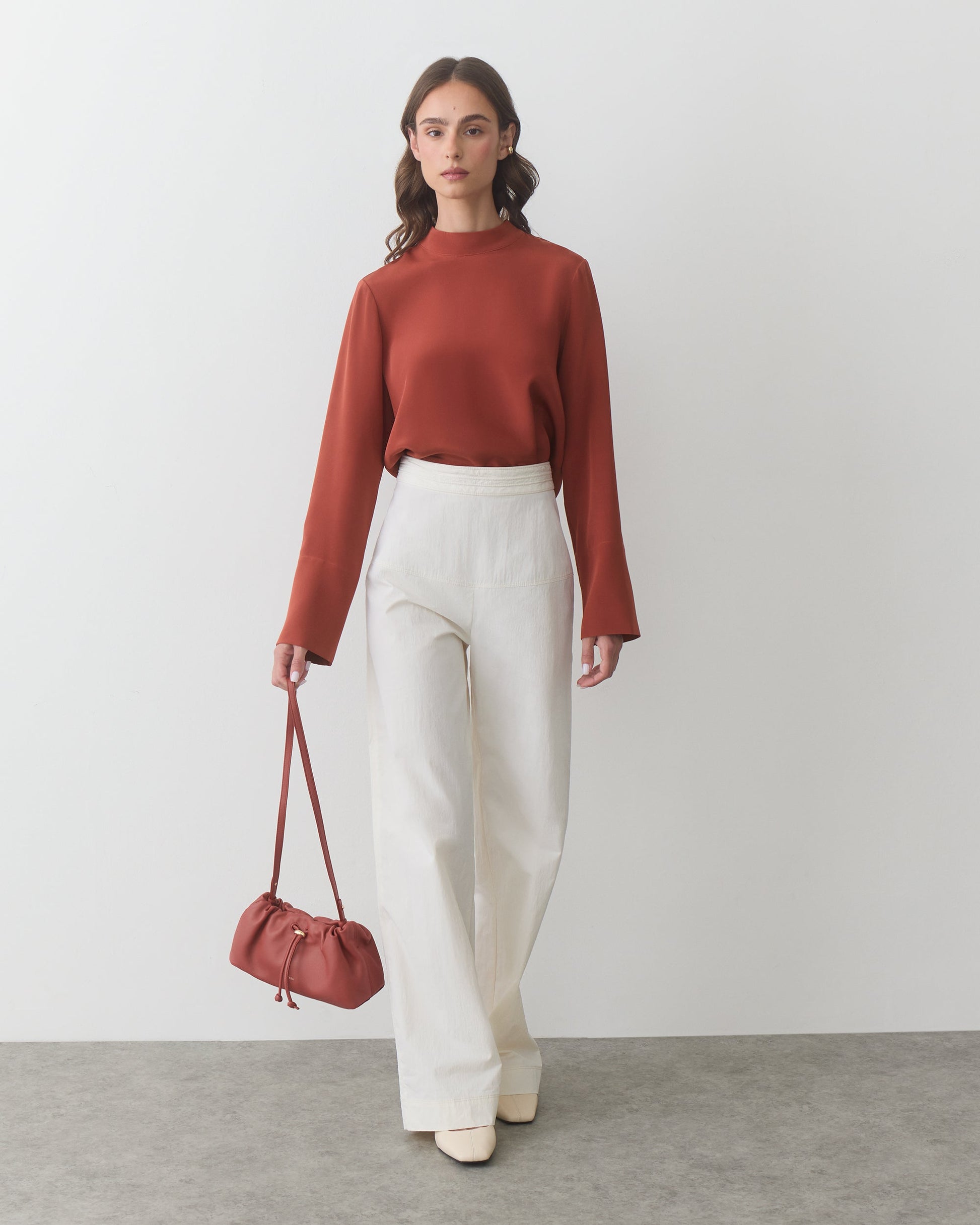 Silk Mock Neck Top