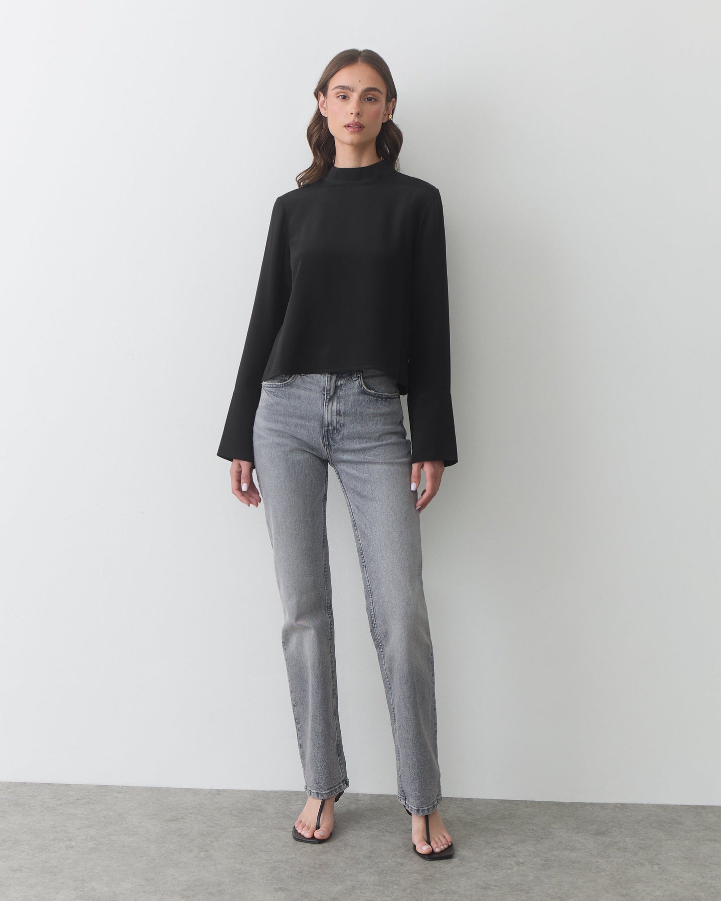 Silk Mock Neck Top