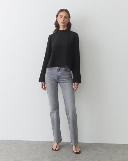 Silk Mock Neck Top