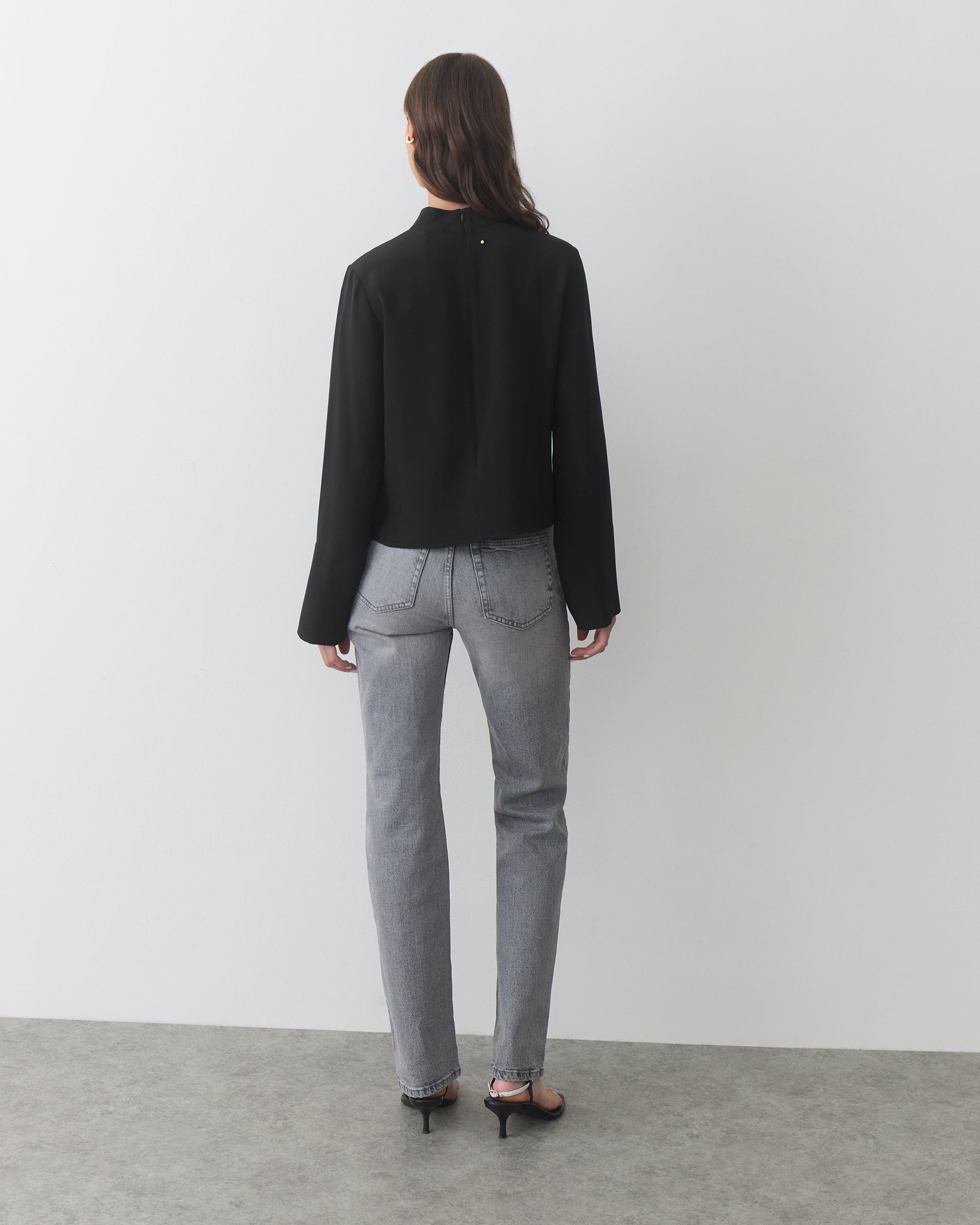 Silk Mock Neck Top