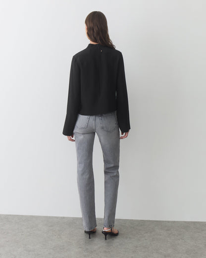 Silk Mock Neck Top