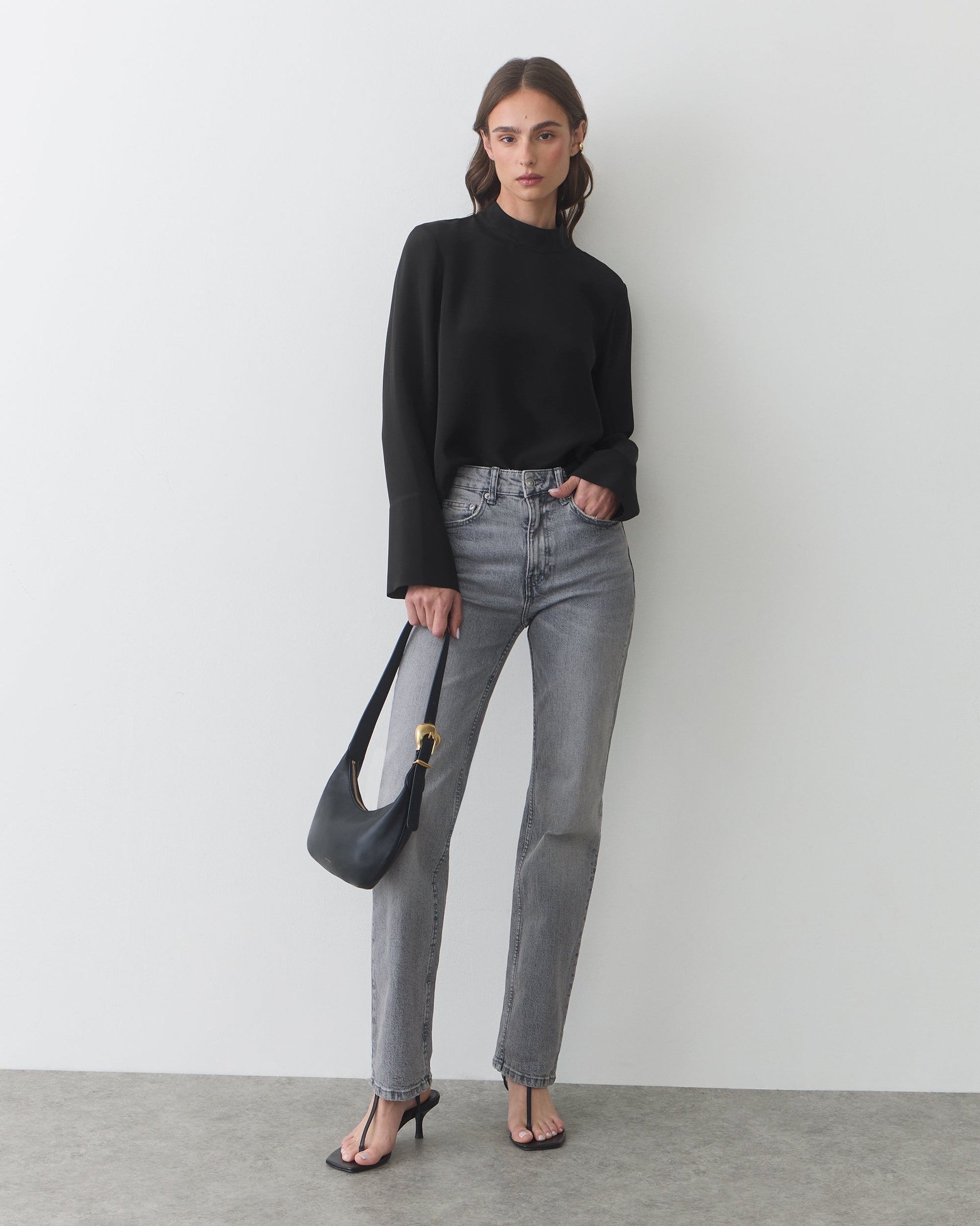 Silk Mock Neck Top