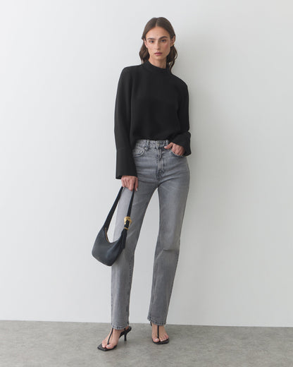 Silk Mock Neck Top