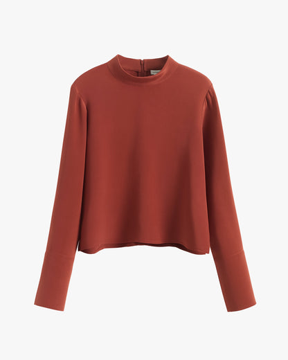 Silk Mock Neck Top
