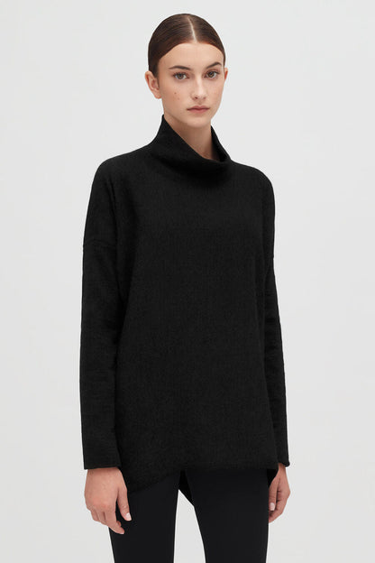 Alpaca Open-Back Turtleneck Sweater