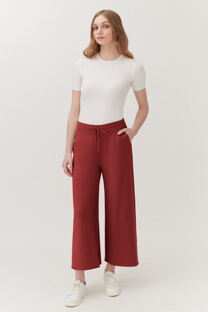 French Terry Wide-Leg Cropped Pant