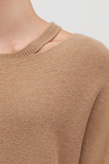 Recycled Cashmere Split-Neck Sweater