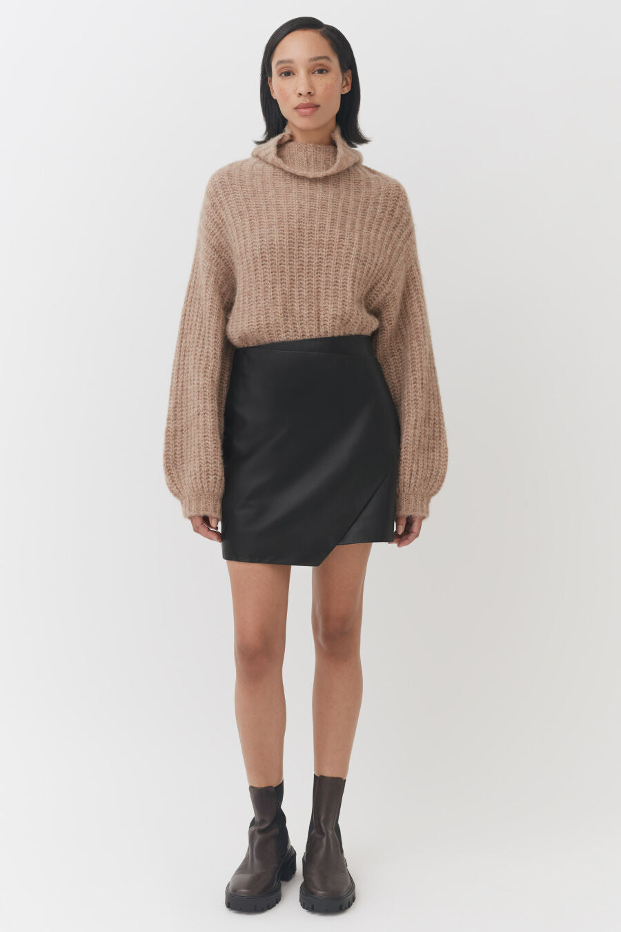 Leather Paneled Mini Skirt