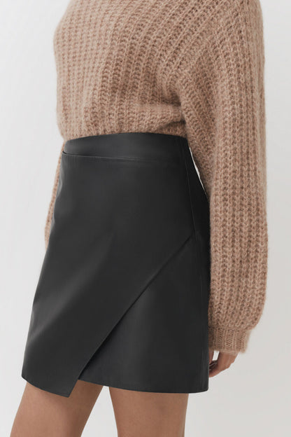 Leather Paneled Mini Skirt