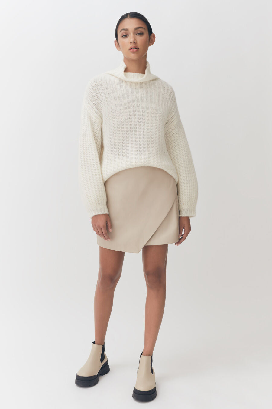Leather Paneled Mini Skirt