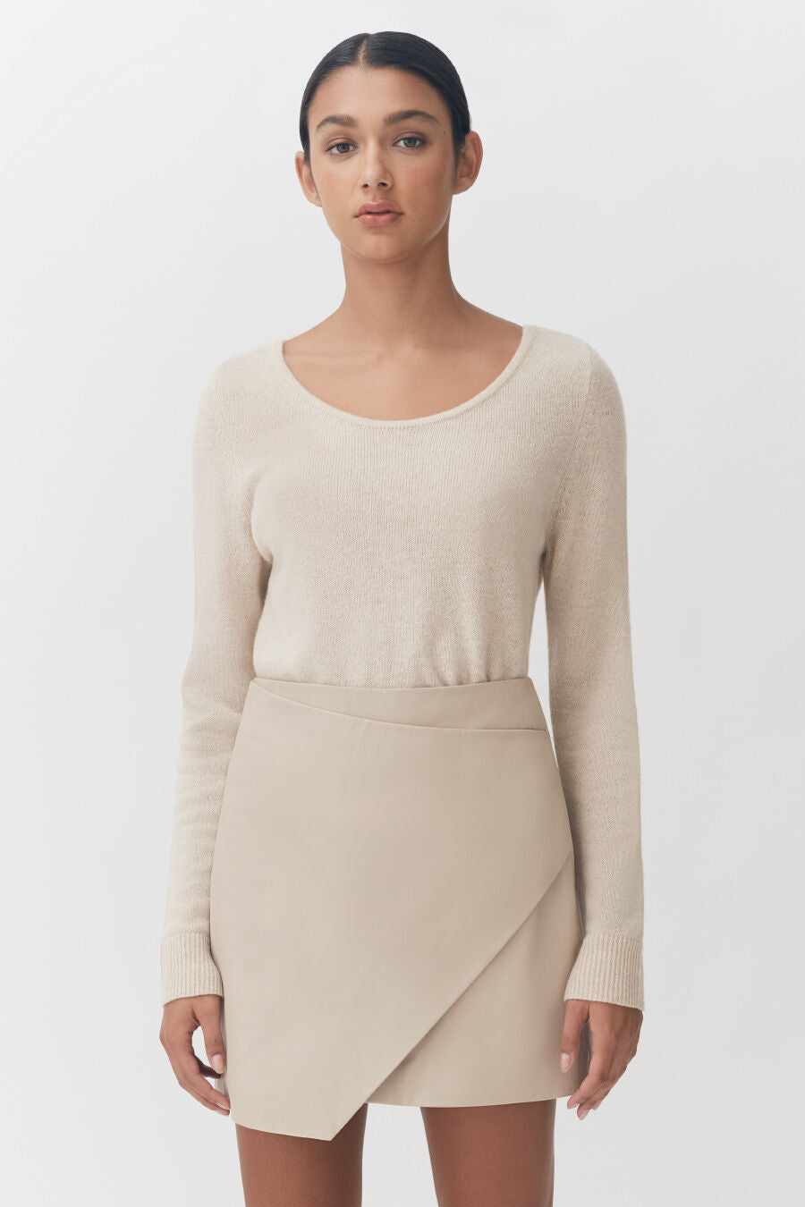 Leather Paneled Mini Skirt