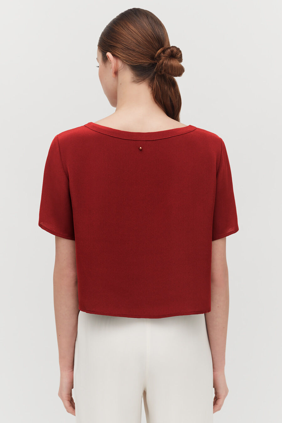 Silk Cropped Crewneck Tee