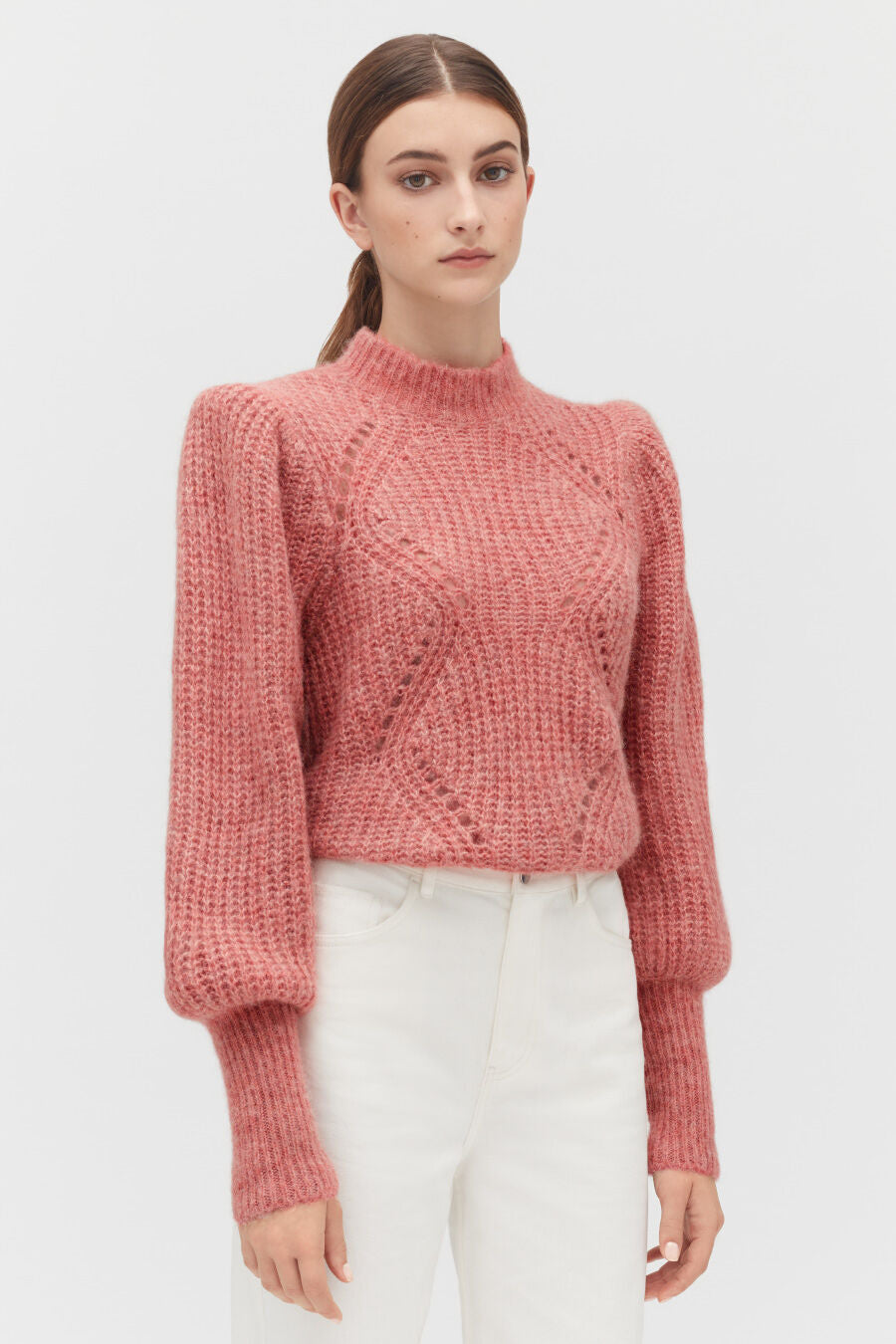 Alpaca Wool Balloon Sleeve Sweater
