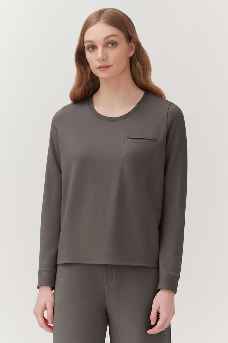French Terry Pleat-Back Sweatshirt