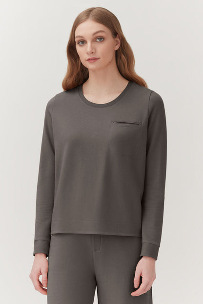 French Terry Pleat-Back Sweatshirt