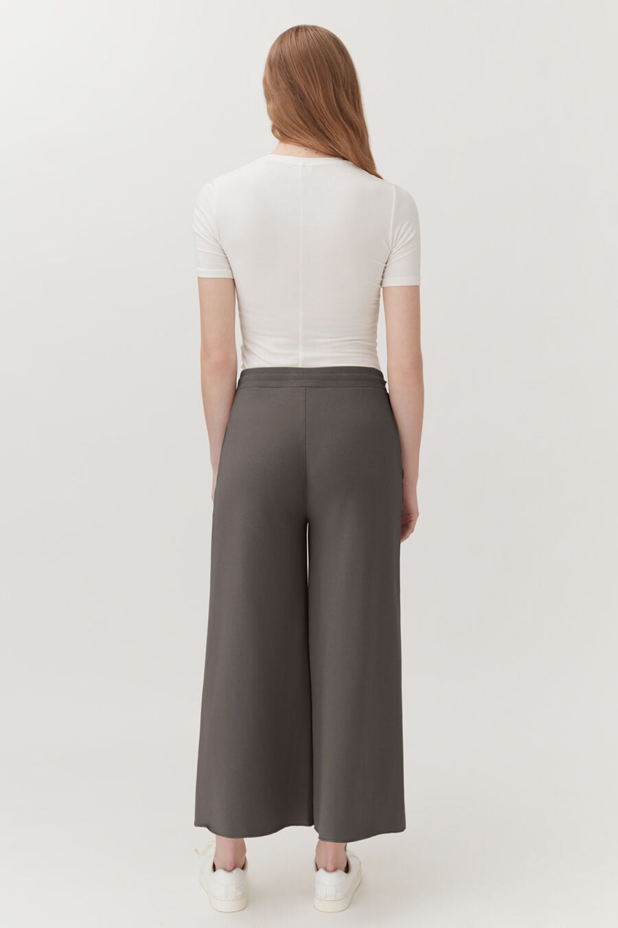 French Terry Wide-Leg Cropped Pant
