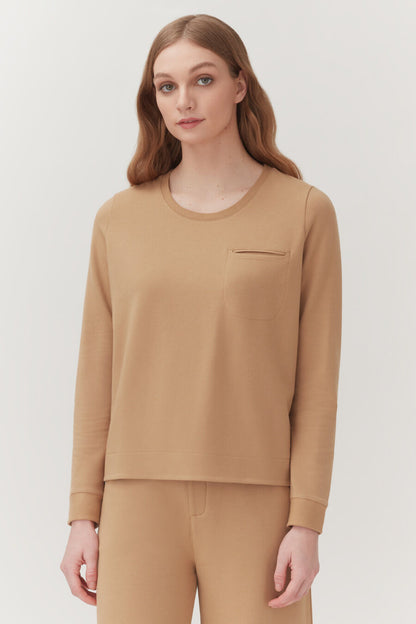 French Terry Pleat-Back Sweatshirt