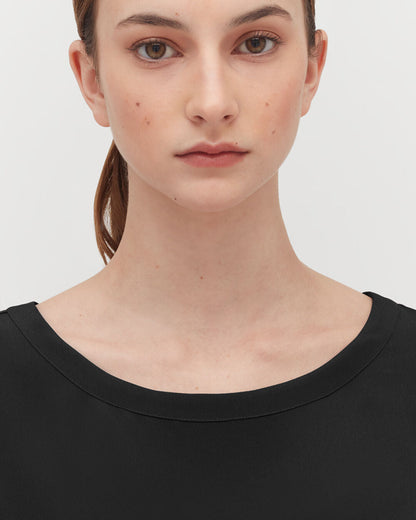Silk Cropped Crewneck Tee