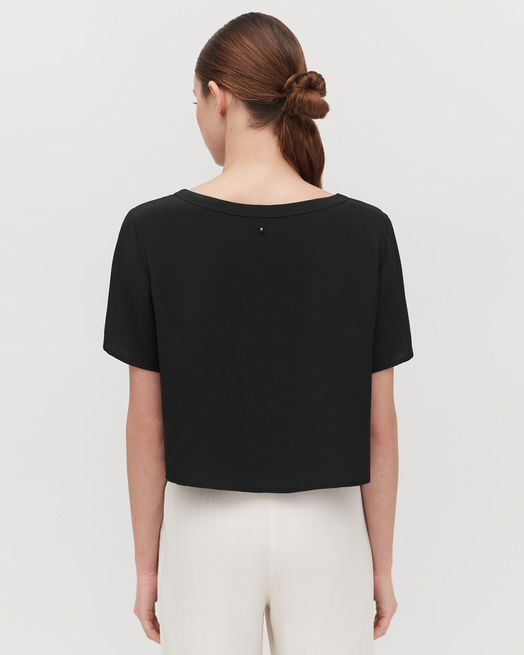 Silk Cropped Crewneck Tee