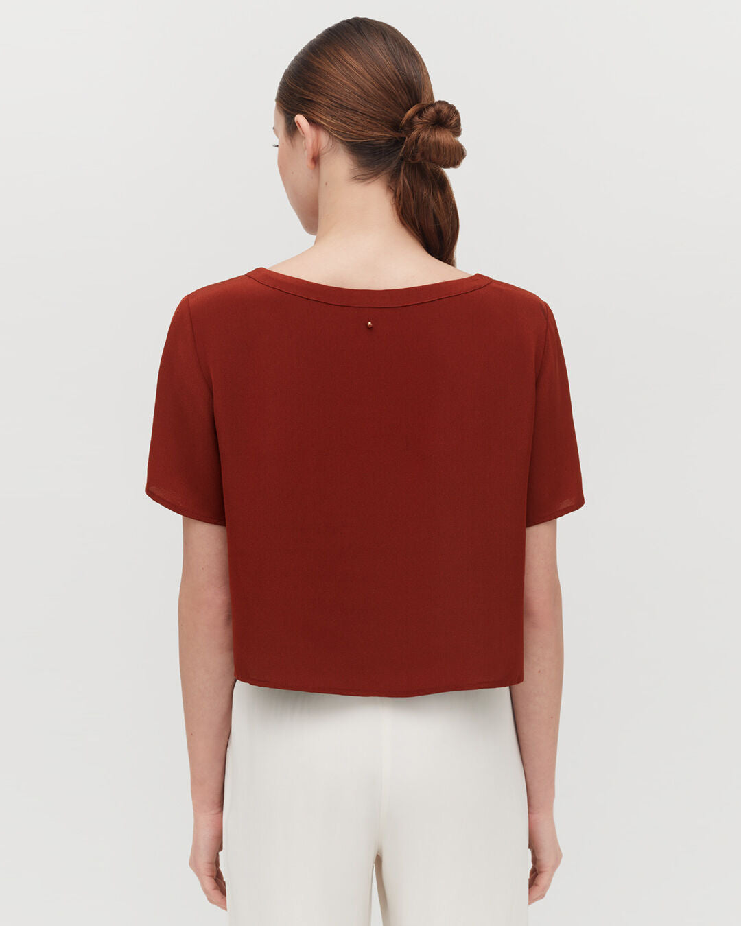 Silk Cropped Crewneck Tee