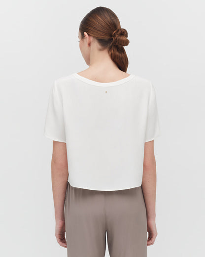 Silk Cropped Crewneck Tee