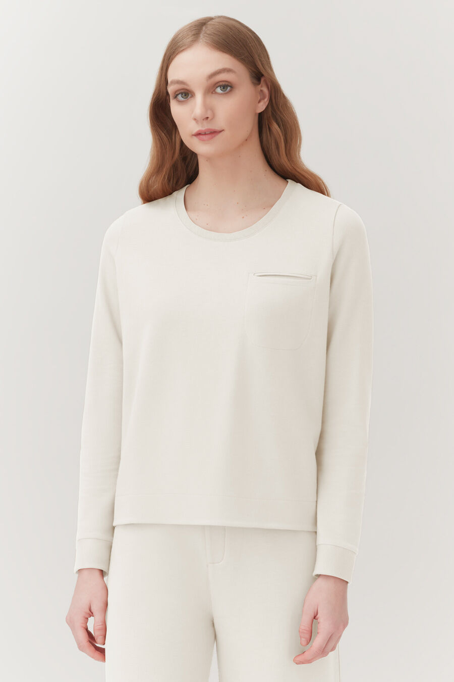French Terry Pleat-Back Sweatshirt
