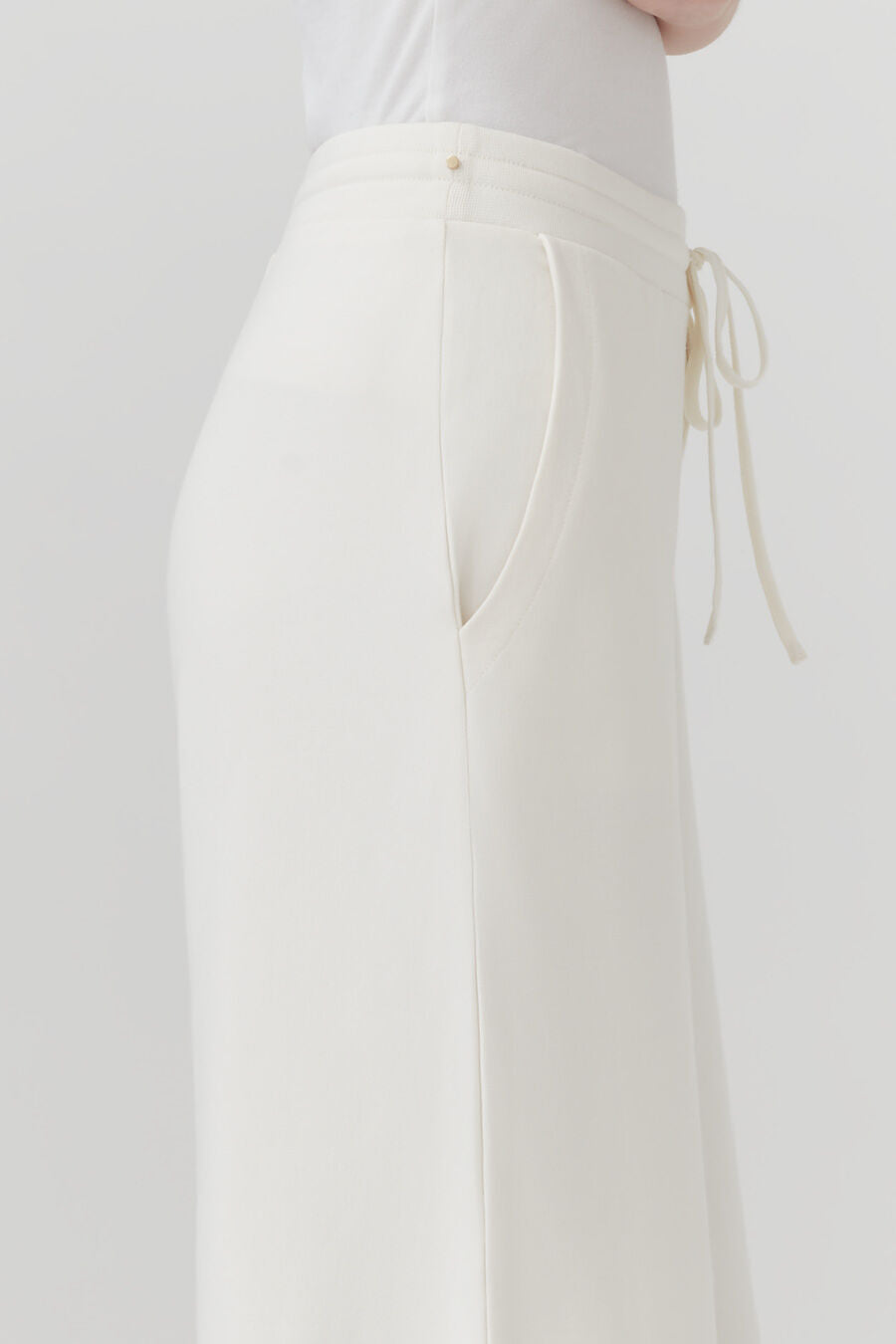 French Terry Wide-Leg Cropped Pant