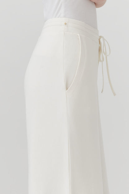 French Terry Wide-Leg Cropped Pant