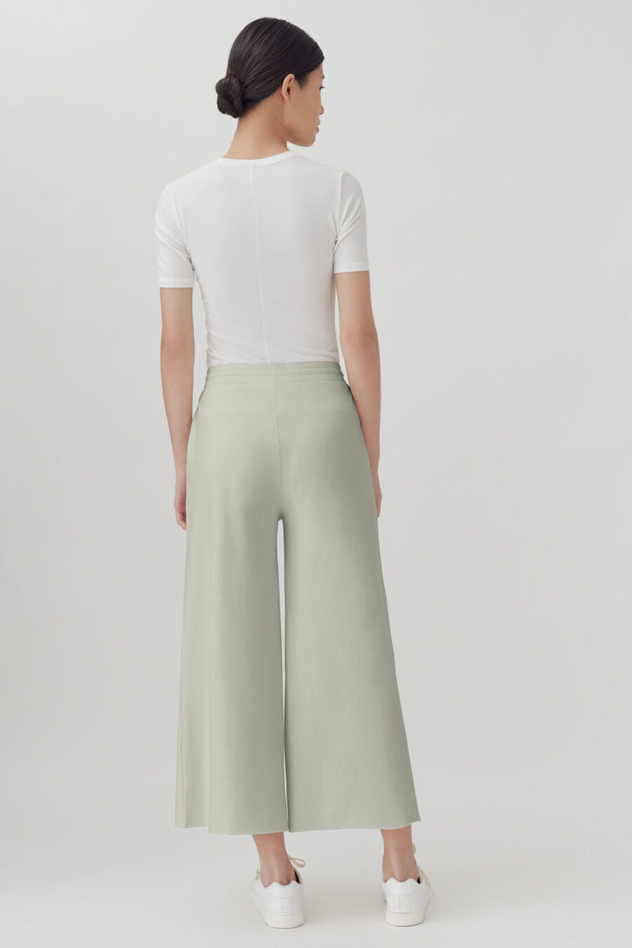 French Terry Wide-Leg Cropped Pant