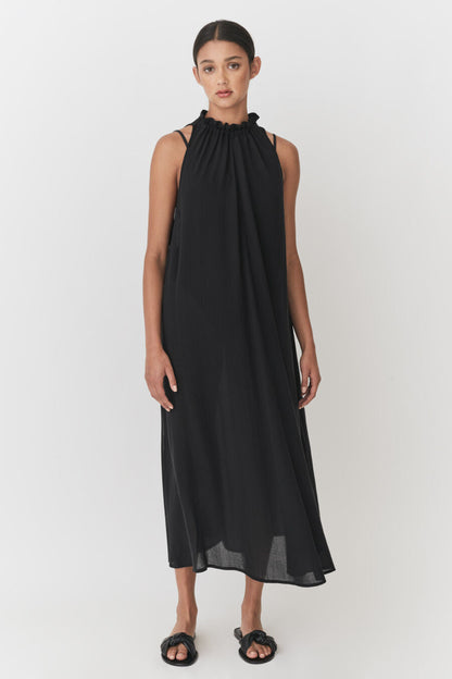 Gathered-Neck Maxi Cover Up