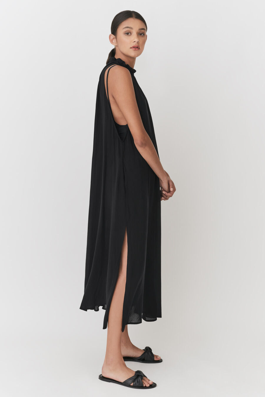 Gathered-Neck Maxi Cover Up