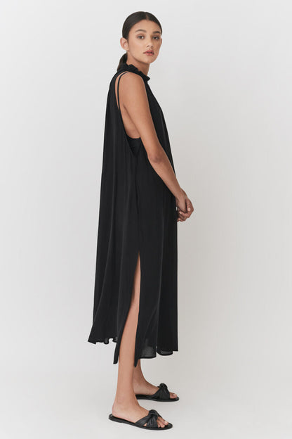 Gathered-Neck Maxi Cover Up
