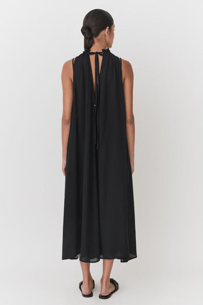 Gathered-Neck Maxi Cover Up