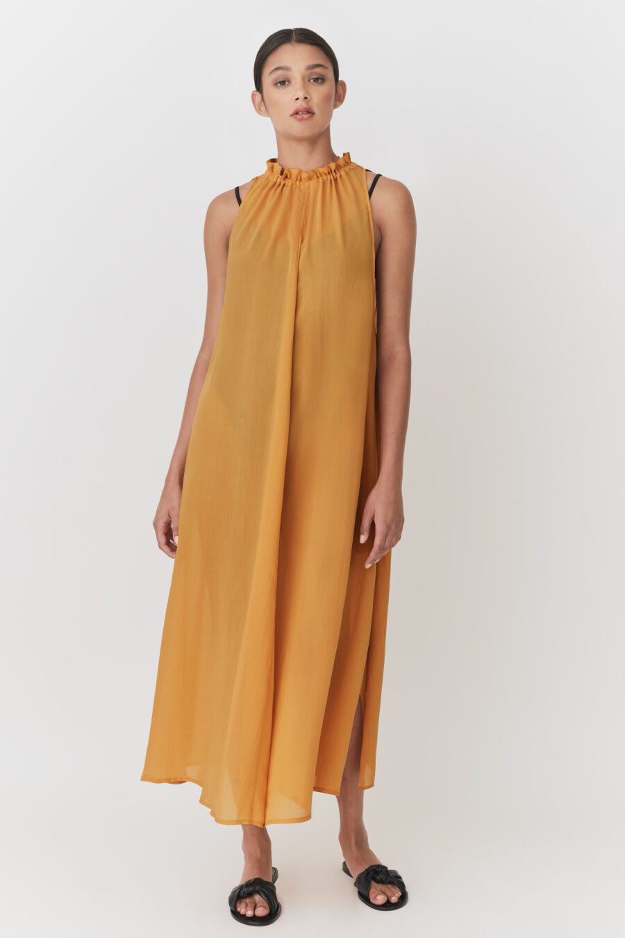 Gathered-Neck Maxi Cover Up