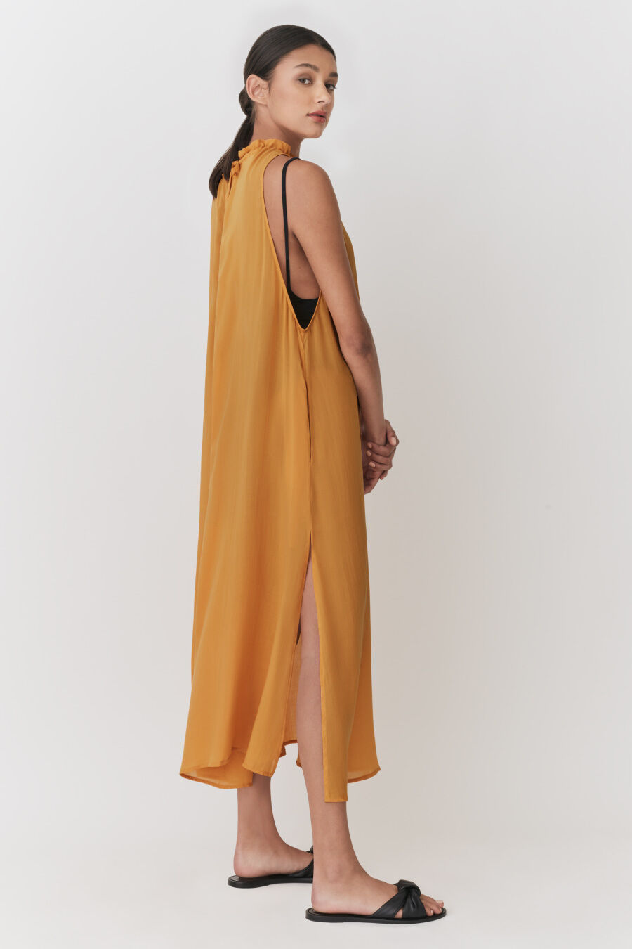Gathered-Neck Maxi Cover Up