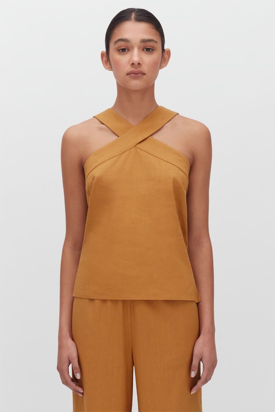 Linen Cross Front Top