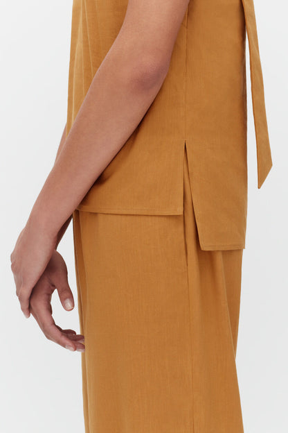 Linen Cross Front Top