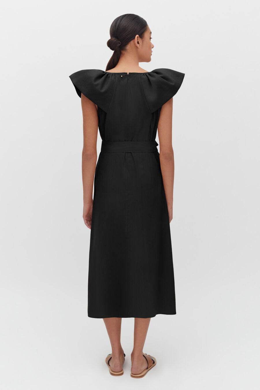 Linen Flutter Sleeve Dress
