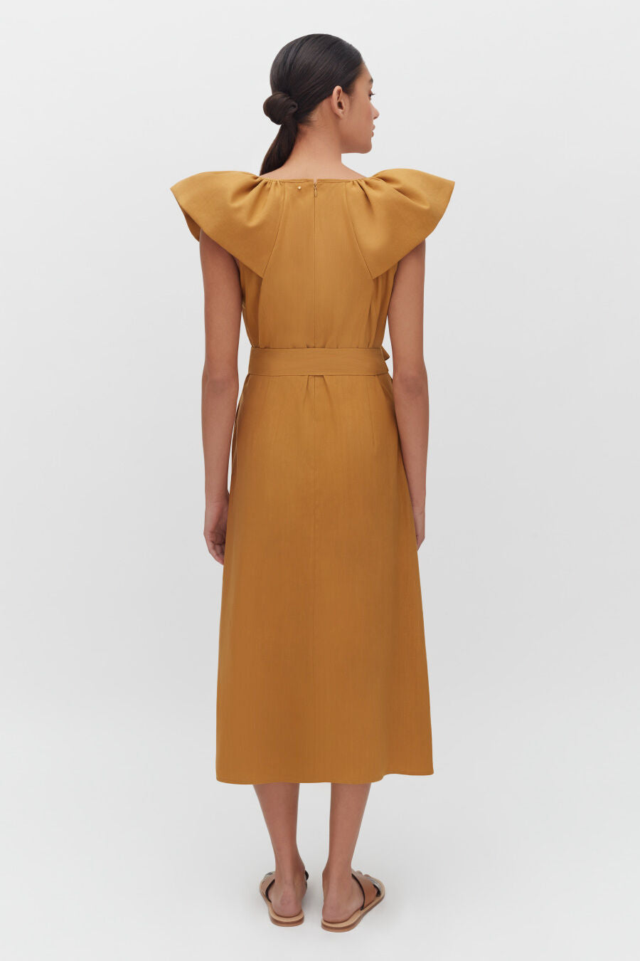 Linen Flutter Sleeve Dress