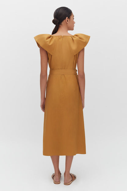 Linen Flutter Sleeve Dress