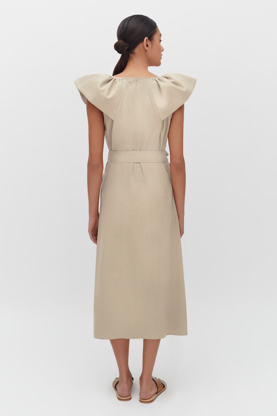 Linen Flutter Sleeve Dress