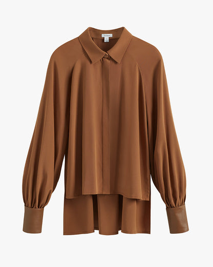Silk Leather Cuff Shirt