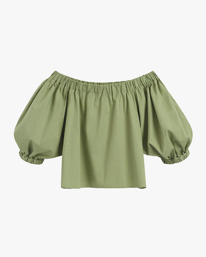 Poplin Off-The-Shoulder Cropped Top